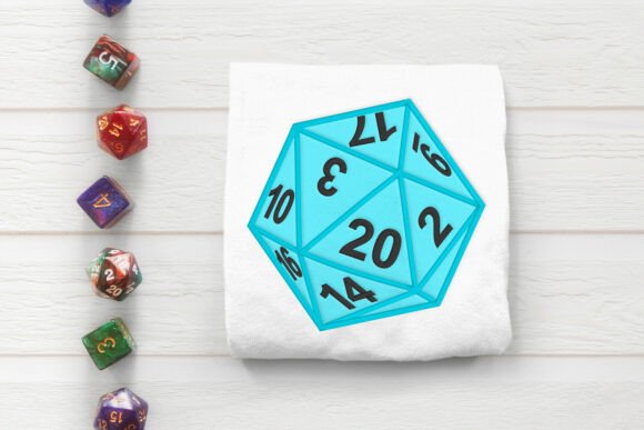 Angled D20 Applique Embroidery