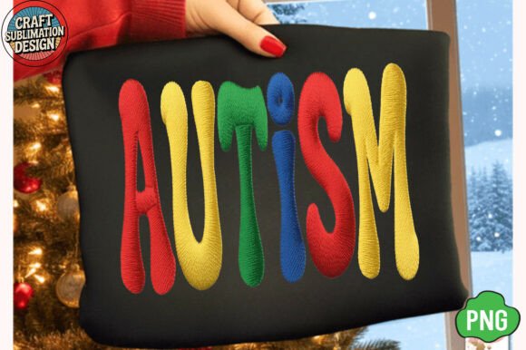 Autism PNG, Faux Embroidery Autism PNG
