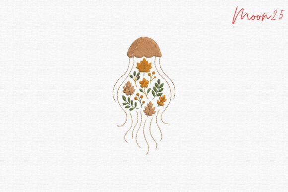Autumn Floral Jellyfish Embroidery