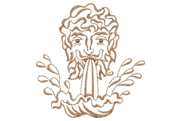 Bearded Man Water Embroidery Design