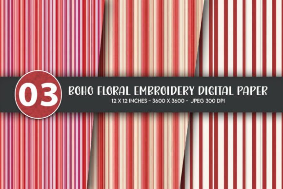 Boho Floral Embroidery Digital Paper