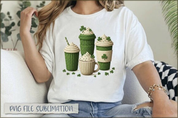 Coffee Cups St. Patrick's Embroidery PNG