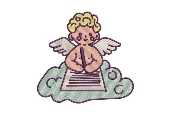 Cupid Writing Letter, Valentine Embroidery