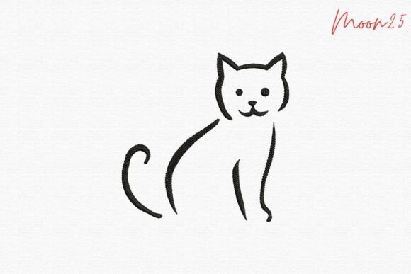 Cute Cat Outline Embroidery Pattern
