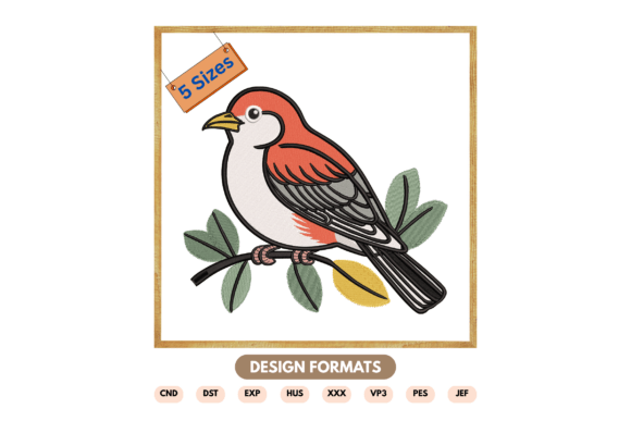 Cute Woodland Bird Embroidery Design