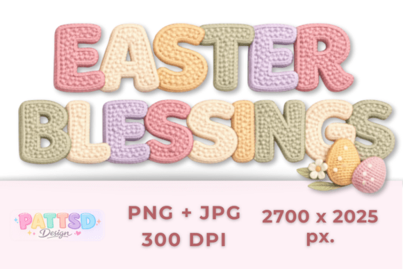 Easter Blessings Embroidery Text JPG PNG