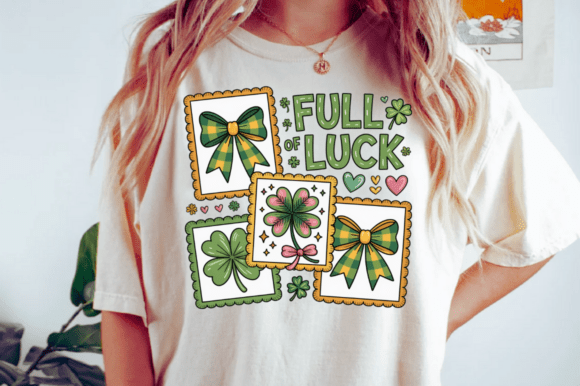 Full of Luck Vintage Faux Embroidery PNG