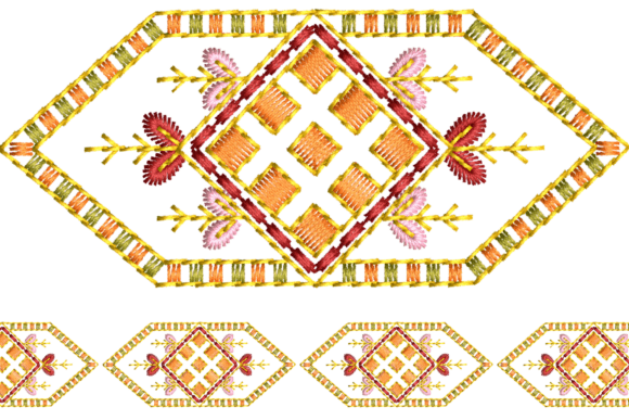 Geometric Floral Border Embroidery