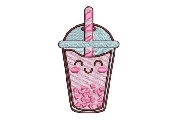Hearts Boba Tea Embroidery