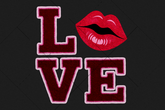 LOVE Embroidery Valentine PNG