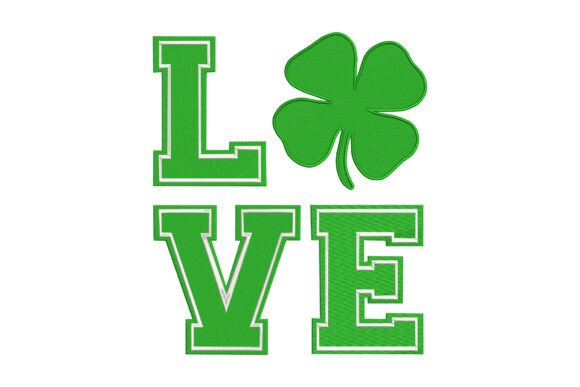 Love Shamrock Embroidery Design
