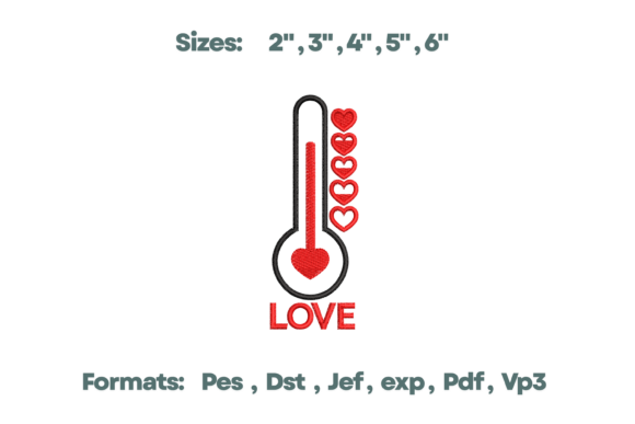 Love Thermometer Embroidery Design