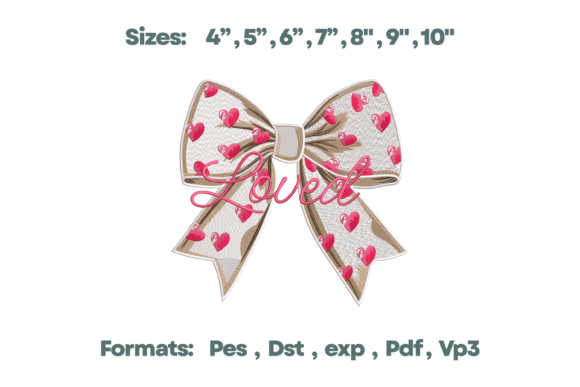 Loved Heart Patterned Bow Embroidery
