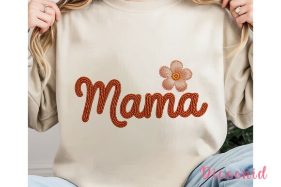 Mama Flower Embroidery PNG Clipart