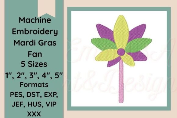 Mardi Gras Fan Machine Embroidery Design