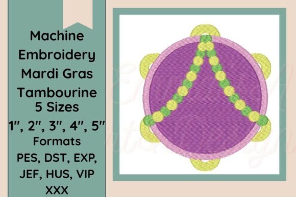 Mardi Gras Tambourine Embroidery Design