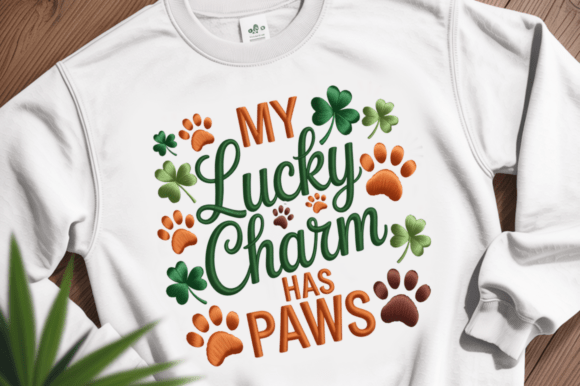My Lucky Charm Has Paws Embroidery