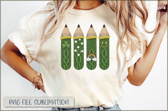 Pencil Set St. Patrick's Embroidery PNG
