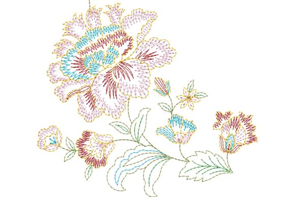 Peony Flower Machine Embroidery Design