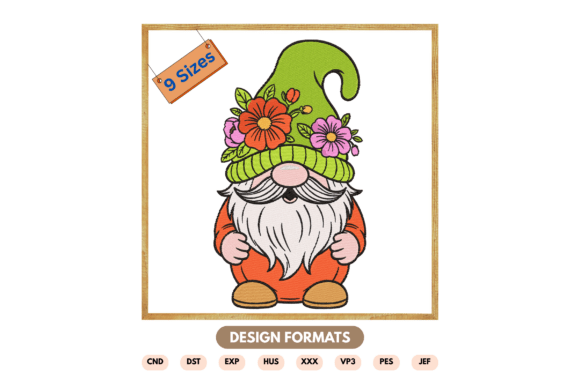 Spring Gnome Embroidery Design