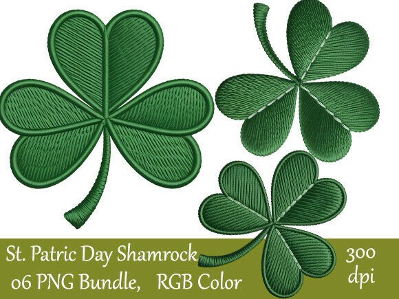St Patrick’s Day Shamrock Embroidery PNG