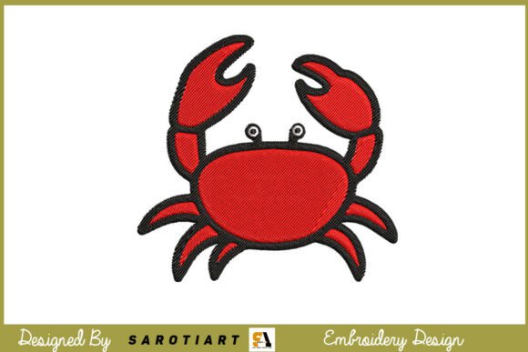 Summer Crab Embroidery Design