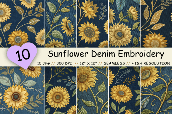 Sunflower Denim Embroidery Pattern