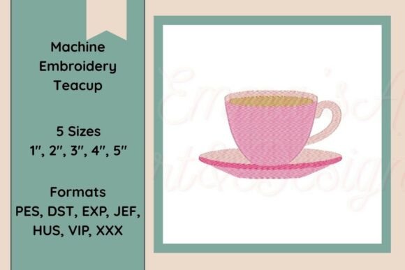 Teacup Saucer Machine Embroidery Design