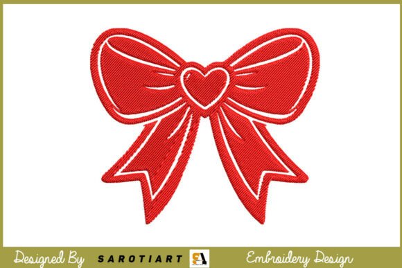 Valentine Embroidery Design T-shirt Bow